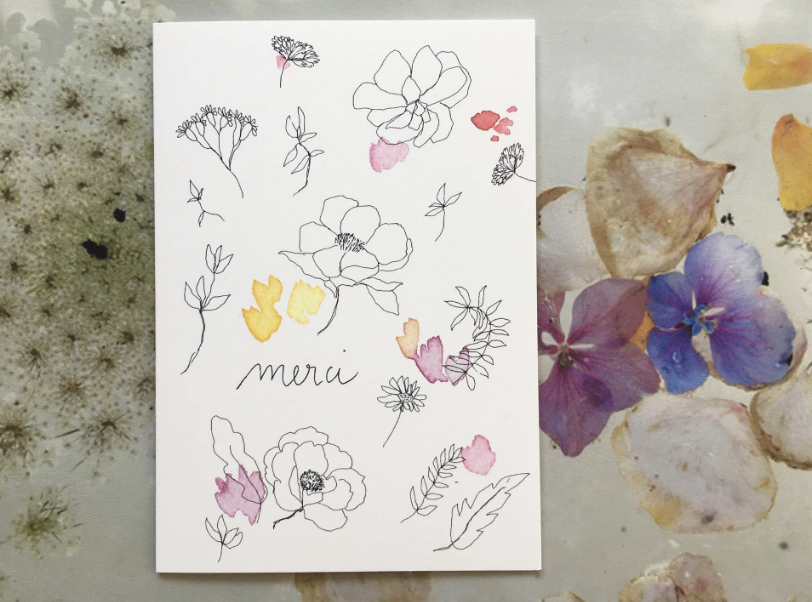 Carte " Merci " - Papillonnage