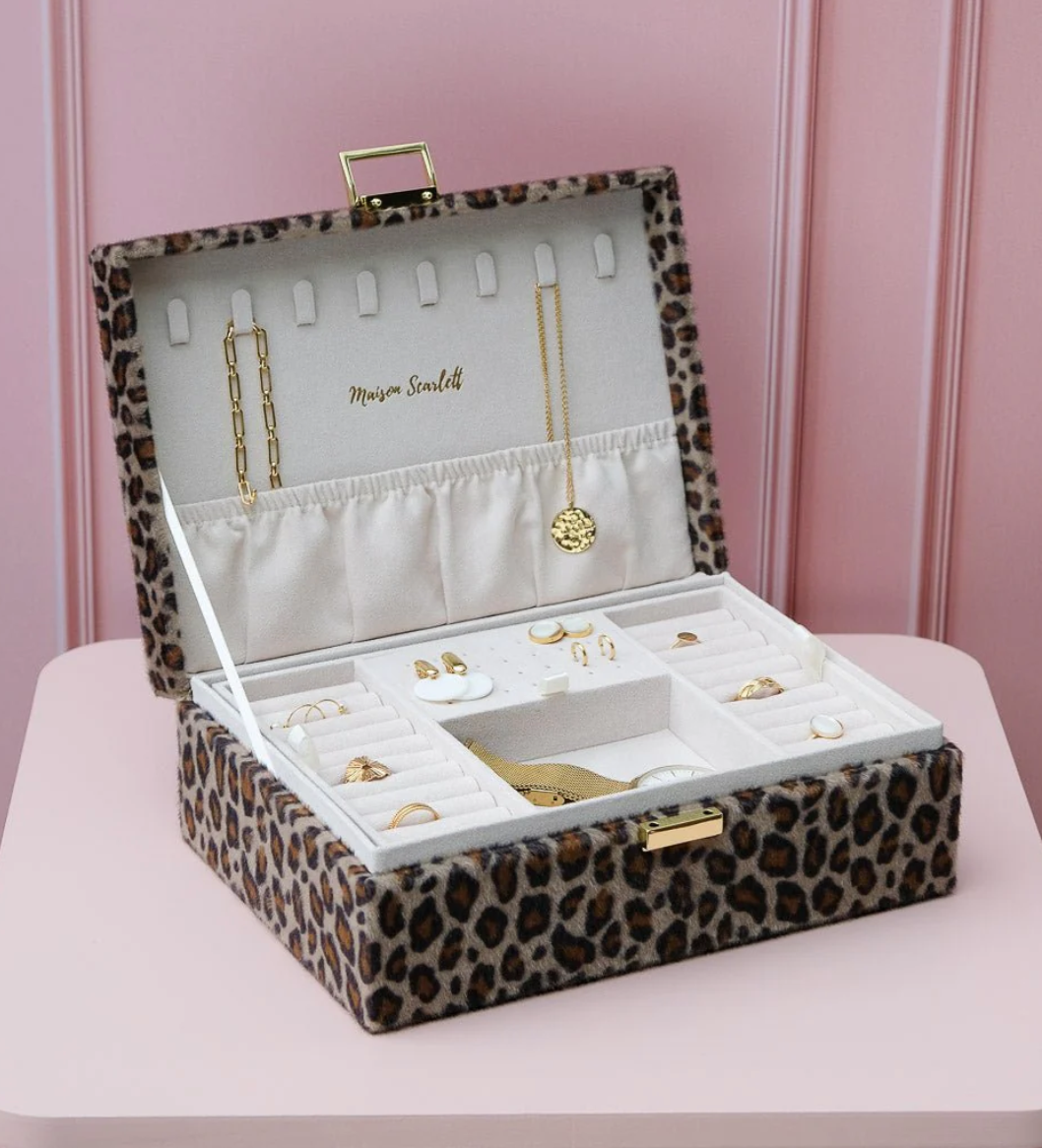 Boîte à bijoux Louise en léopard - Maison Scarlett