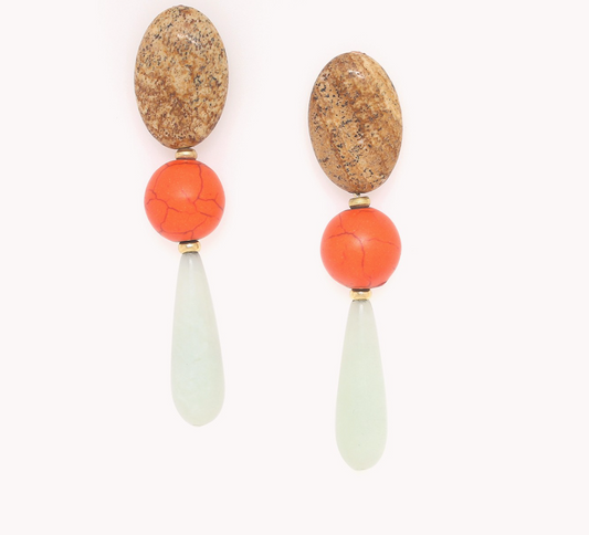 Boucles d'oreilles poussoir Tivoli goutte jade - Nature Bijoux