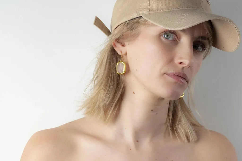 Boucles d'oreilles Miro en quartz rose - Murielle Perrotti