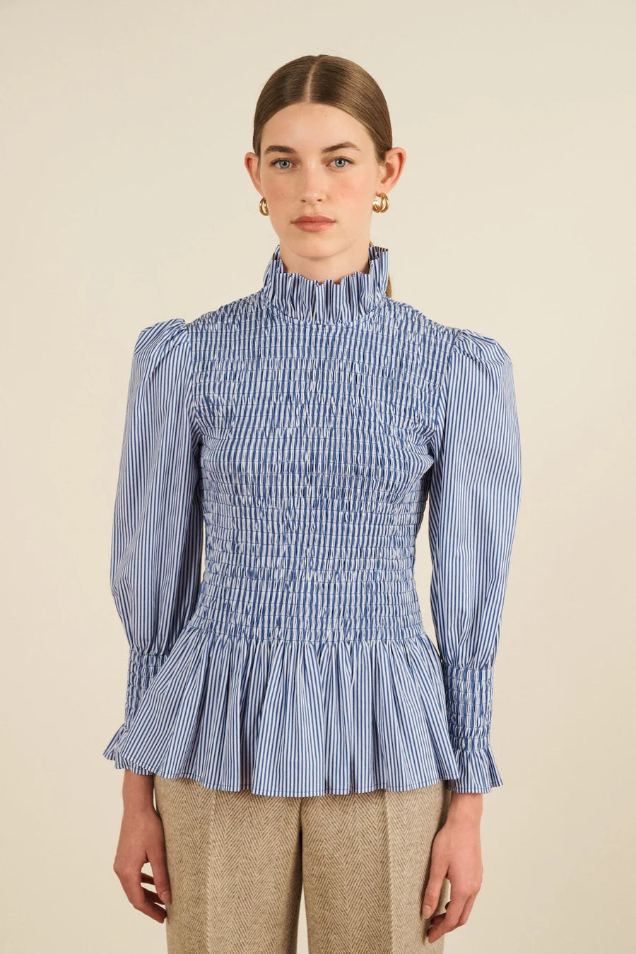 Chemise Aleria Rayures bleu marine - Maria de la Orden