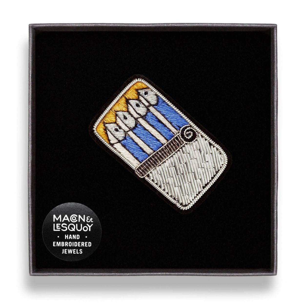 Broche brodée à la main- Boite de sardines - Les Cop's