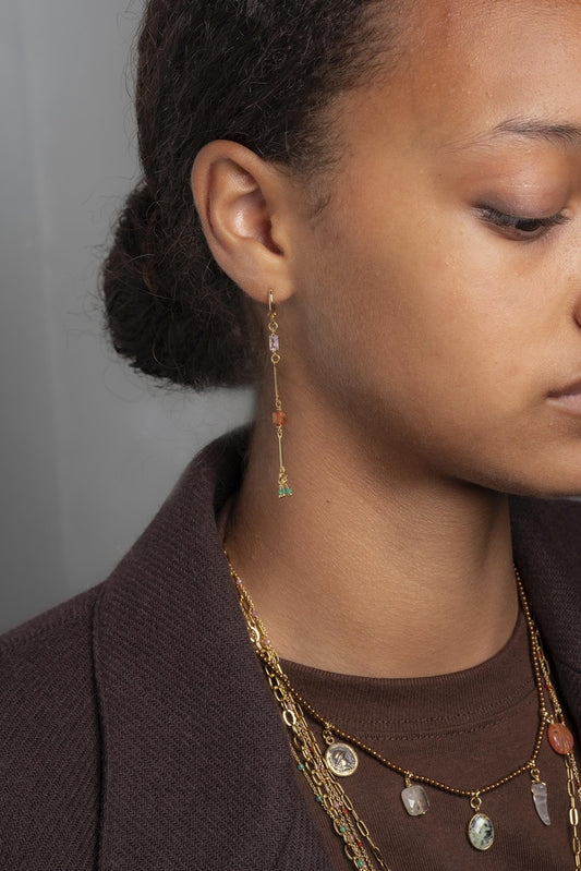 Boucles d'oreilles Fiti serpentine 3 rangs - Murielle Perrotti