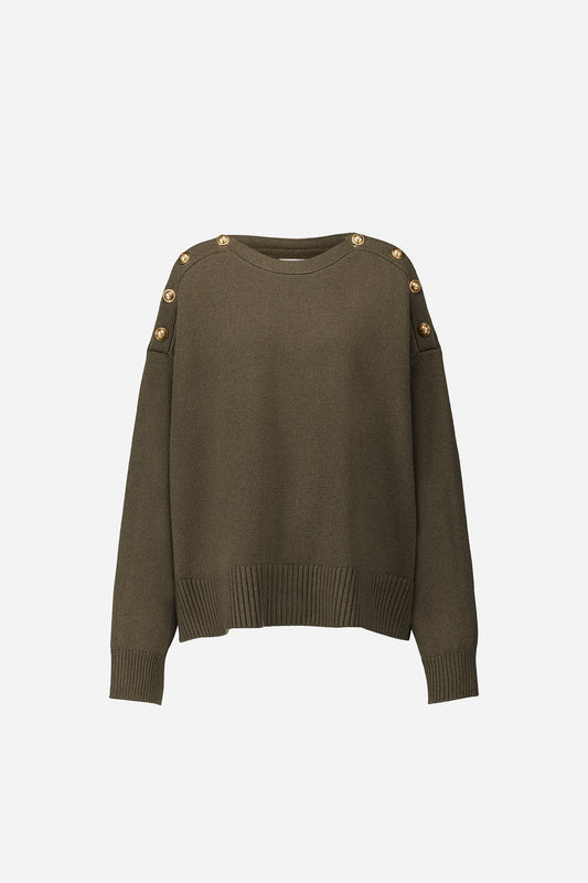 Pull Cabanon en Laine Kaki - Laurence Bras