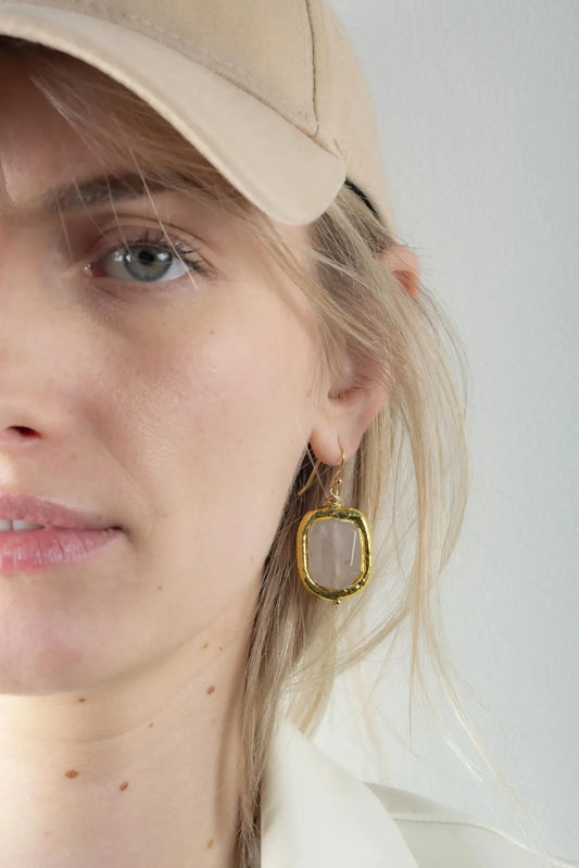 Boucles d'oreilles Miro en quartz rose - Murielle Perrotti