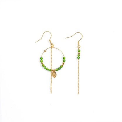Boucles d'oreilles Créole Asymétrique Diospide vert - Murielle Perrotti