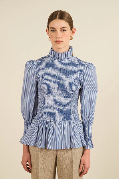 Chemise Aleria Rayures bleu marine - Maria de la Orden