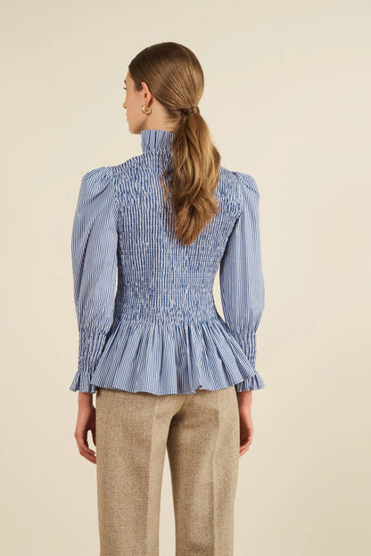 Chemise Aleria Rayures bleu marine - Maria de la Orden