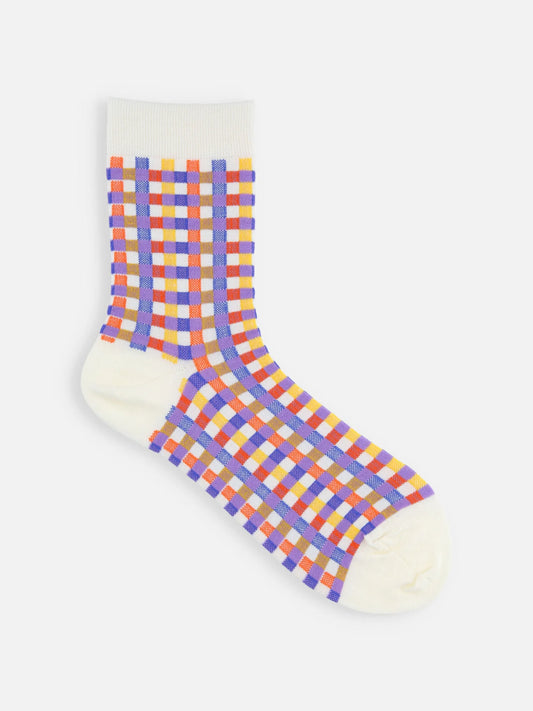 Mi-chaussettes Carreaux Madras Colorés - Tabio
