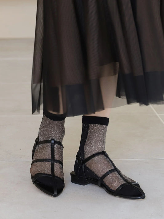 Socquette lamé en panneaux bicolore - Tabio