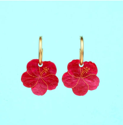 Boucles d'oreilles Fleur Hibiscus - Coucou Suzette - Les Cop's